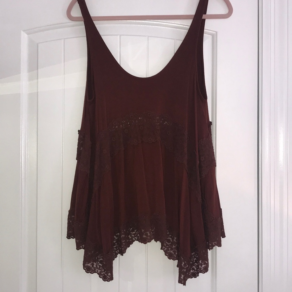 American Eagle Maroon Lace Tank Top